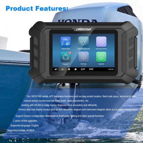 OBDSTAR iScan HONDA Marine Diagnostic Tablet Code Reading Code Clearing Data Flow Action Test 2 Years Free Upgrades