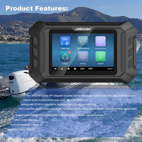 OBDSTAR iScan SUZUKI Marine Diagnostic Tablet Code Reading Code Clearing Data Flow Action Test 2 Years Free Upgrade