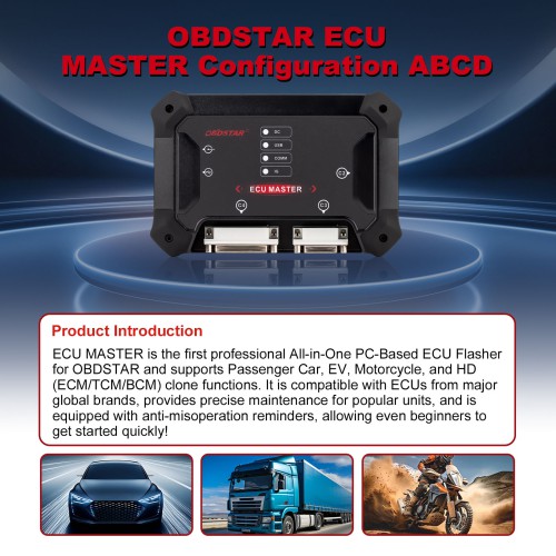 New Relesaed OBDSTAR ECU Master ECU Flasher A + B + C+ D Full Configuration PC-based Supports Passenger Car, EV, Motorcycle, HD (ECM/TCM/BCM) clone