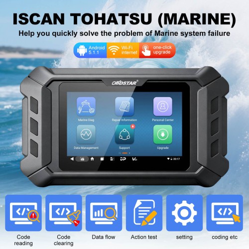 OBDSTAR iScan Global TOHATSU Marine Scanner Support Coding, Read/Clear Fault Codes, Data Flow, Action Test