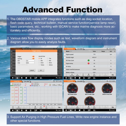 OBDSTAR iScan Global TOHATSU Marine Scanner Support Coding, Read/Clear Fault Codes, Data Flow, Action Test